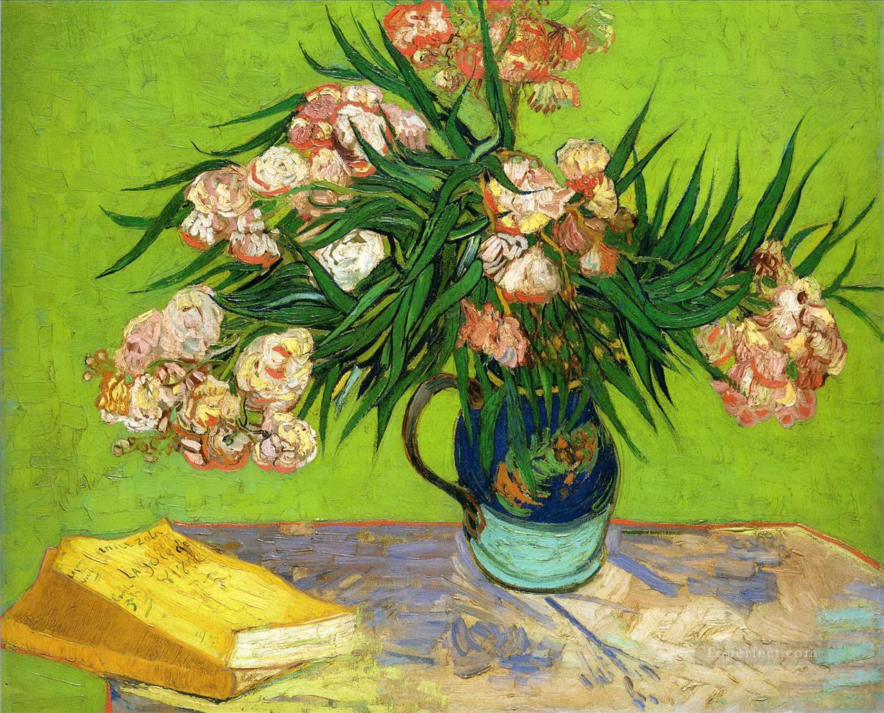 Oleanders and Books Vincent van Gogh Impressionism Flowers Oil Paintings